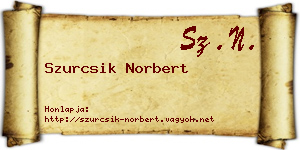 Szurcsik Norbert névjegykártya